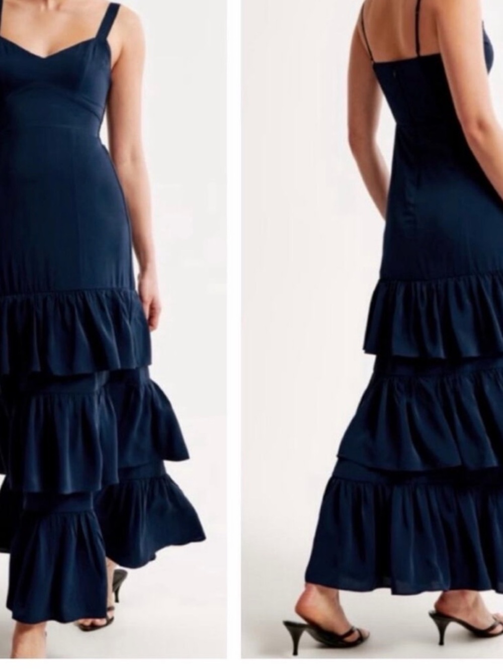 Abercrombie & Fitch Navy Ruffled Tiered Maxi Dress